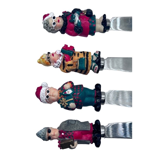 Vintage Boston Warehouse 1998 Christmas Appetizer Cheese Spreaders Set of 4 - Picture 3 of 3
